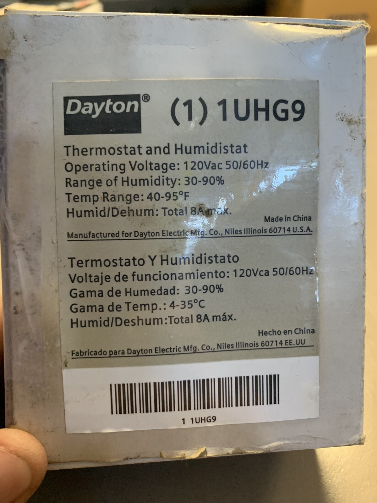 DAYTON Line Voltage Thermostat, 120VAC NEW OLD STOCK