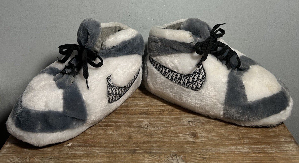 Cozy Plush Slippers with Swoosh Design