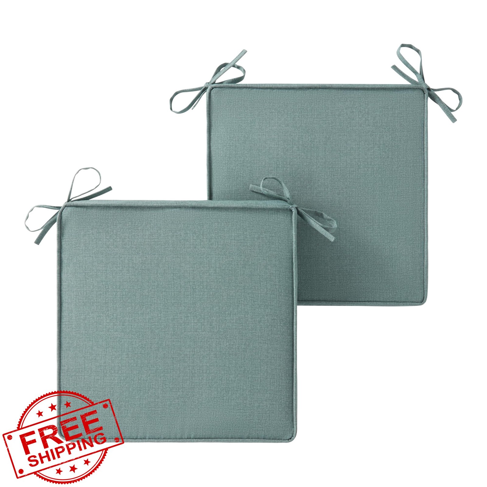 Outdoor Seaglass 18" Square Patio Chair Pads, Set of 2, Ties