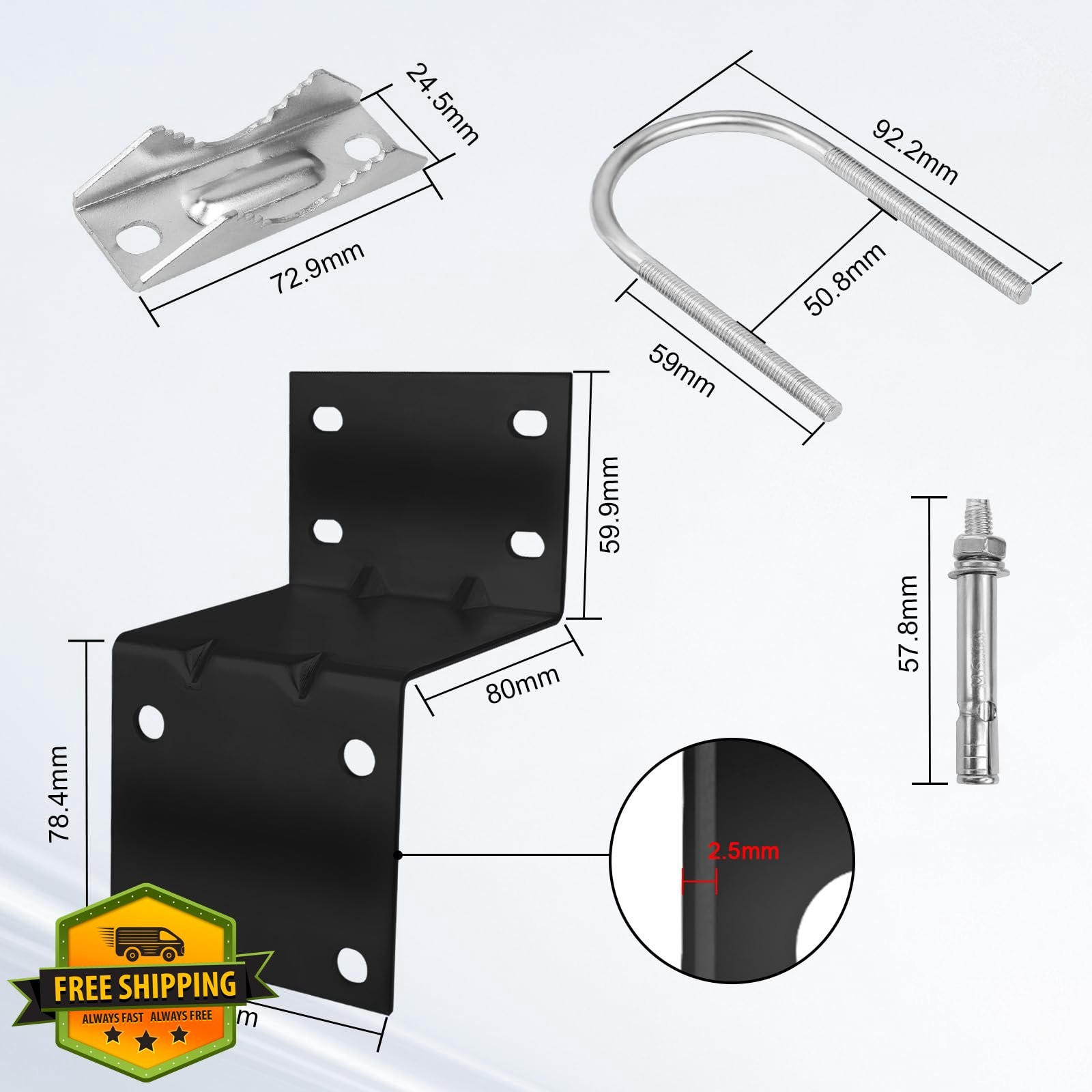 MOOKEERF Antenna Pole Mount Bracket Kit 2 Set