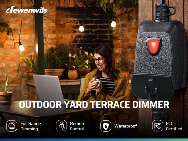 DEWENWILS Outdoor Dimmer for String Lights Remote Control 100FT IP44 Waterproof