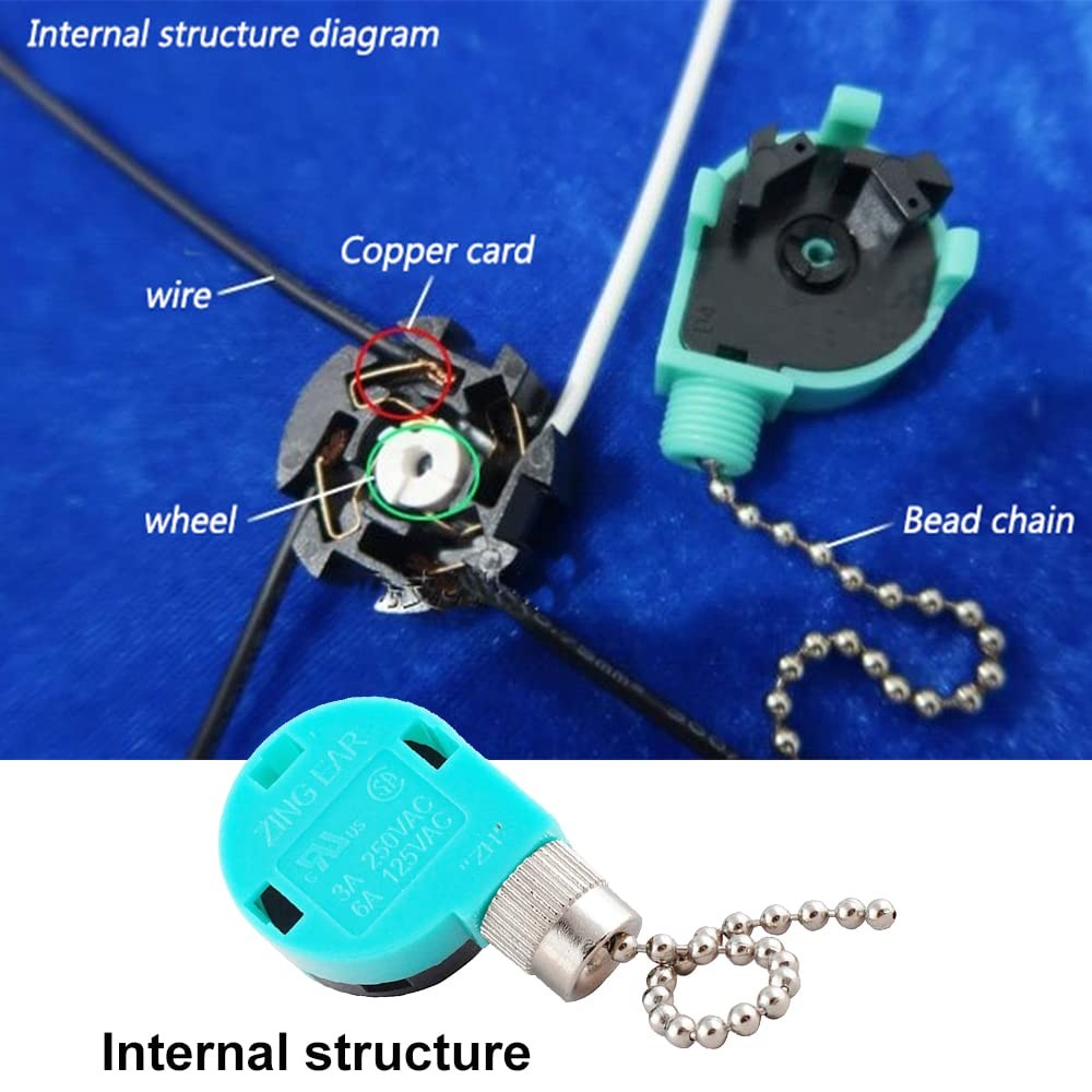 Ceiling Fan Switch 3 Speed 4 Wire Zing Ear ZE 268S6 Pull Chain Switch Control...