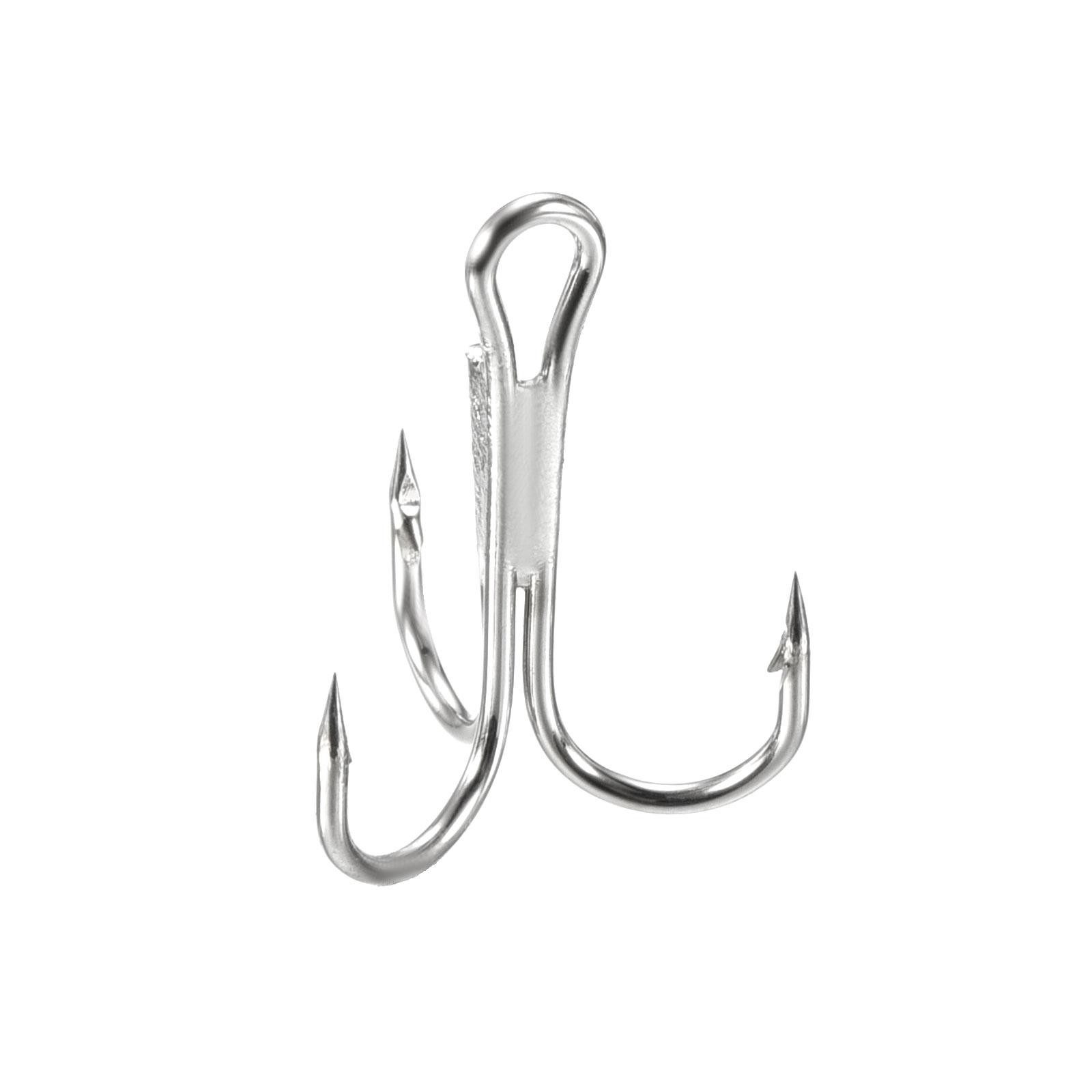 20Pcs 6# 0.75" Treble Fish Hooks Carbon Steel Sharp Bend Hook w Barbs White
