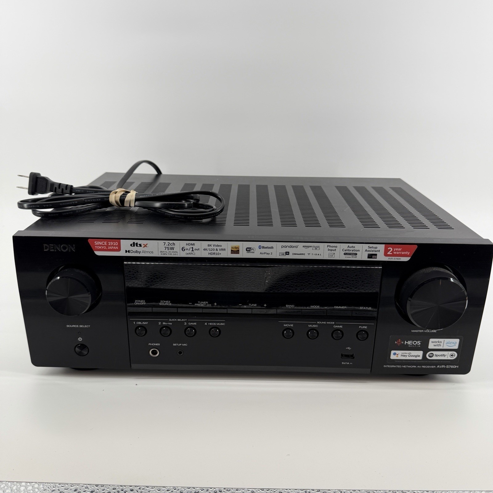 Denon 7.2  Home Theater Receiver 8K Video Ultra HD 4K/120 AVR-S760H NO REMOTE