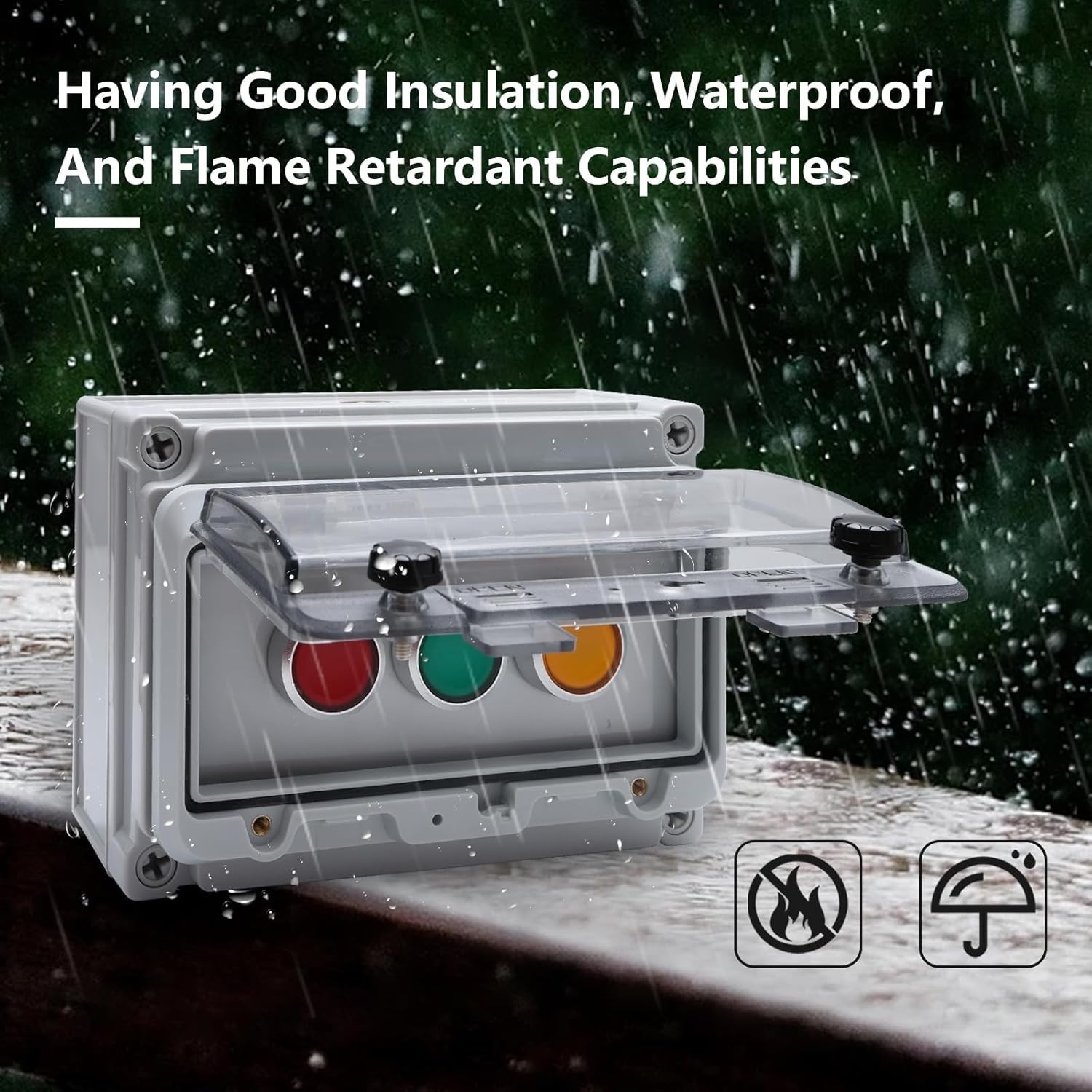IP67 Outdoor Waterproof Button Switch Box Green Red Yellow Instantaneous