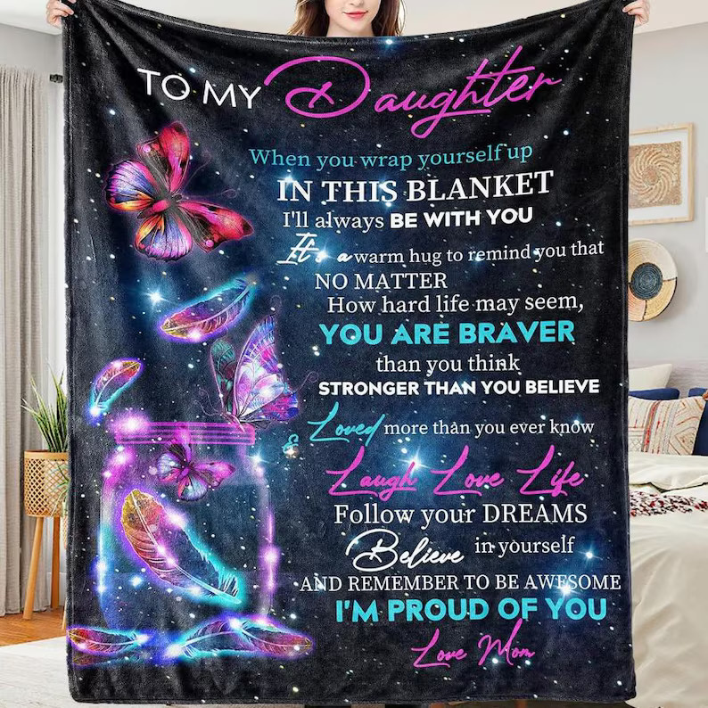 Mom to Daughter Gift Blanket Love From Mom Daughter Birthday Christmas