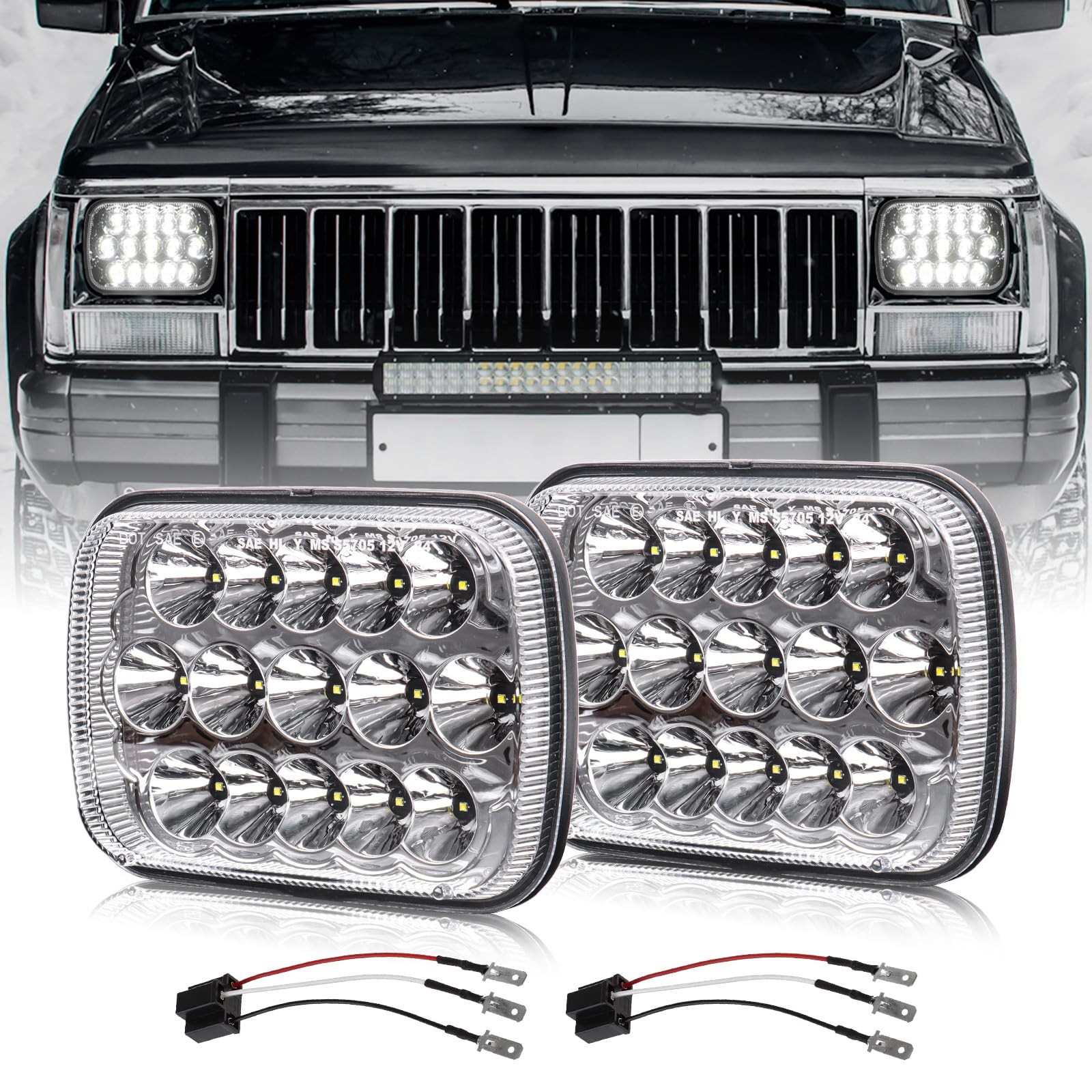 120W H6054 LED Headlights Reflector 5x7 7x6 Headlamp Sealed Beam H4 9003 For S10