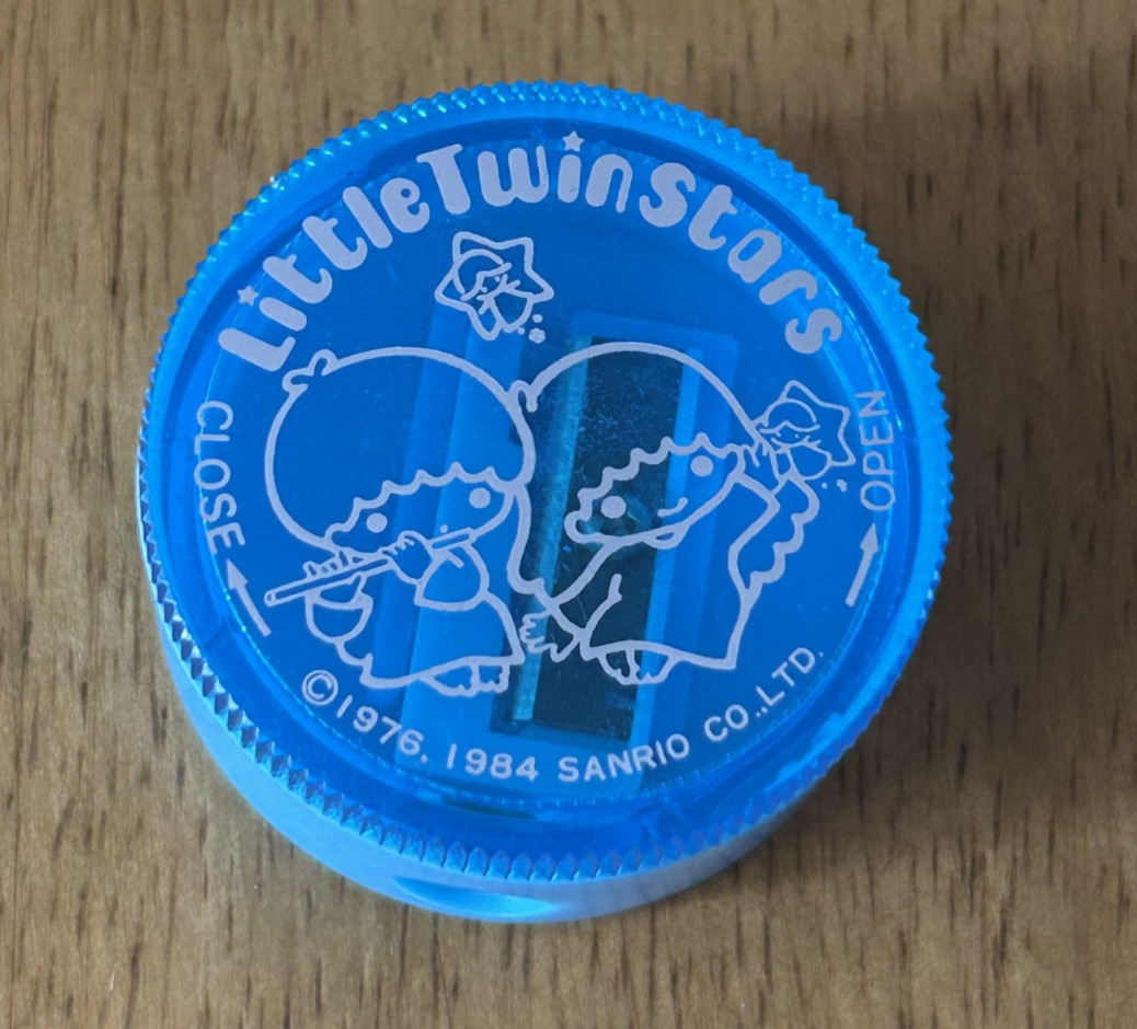 Vintage Little Twin Stars Kiki Lala Pencil Sharpener Blue 1984 Japan