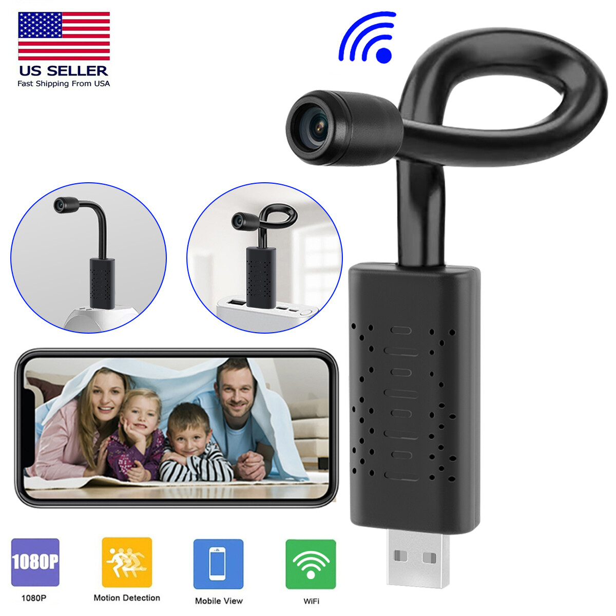Mini Wifi IP Wireless USB Camera HD 1080P Home Security DVR Motion Recorder