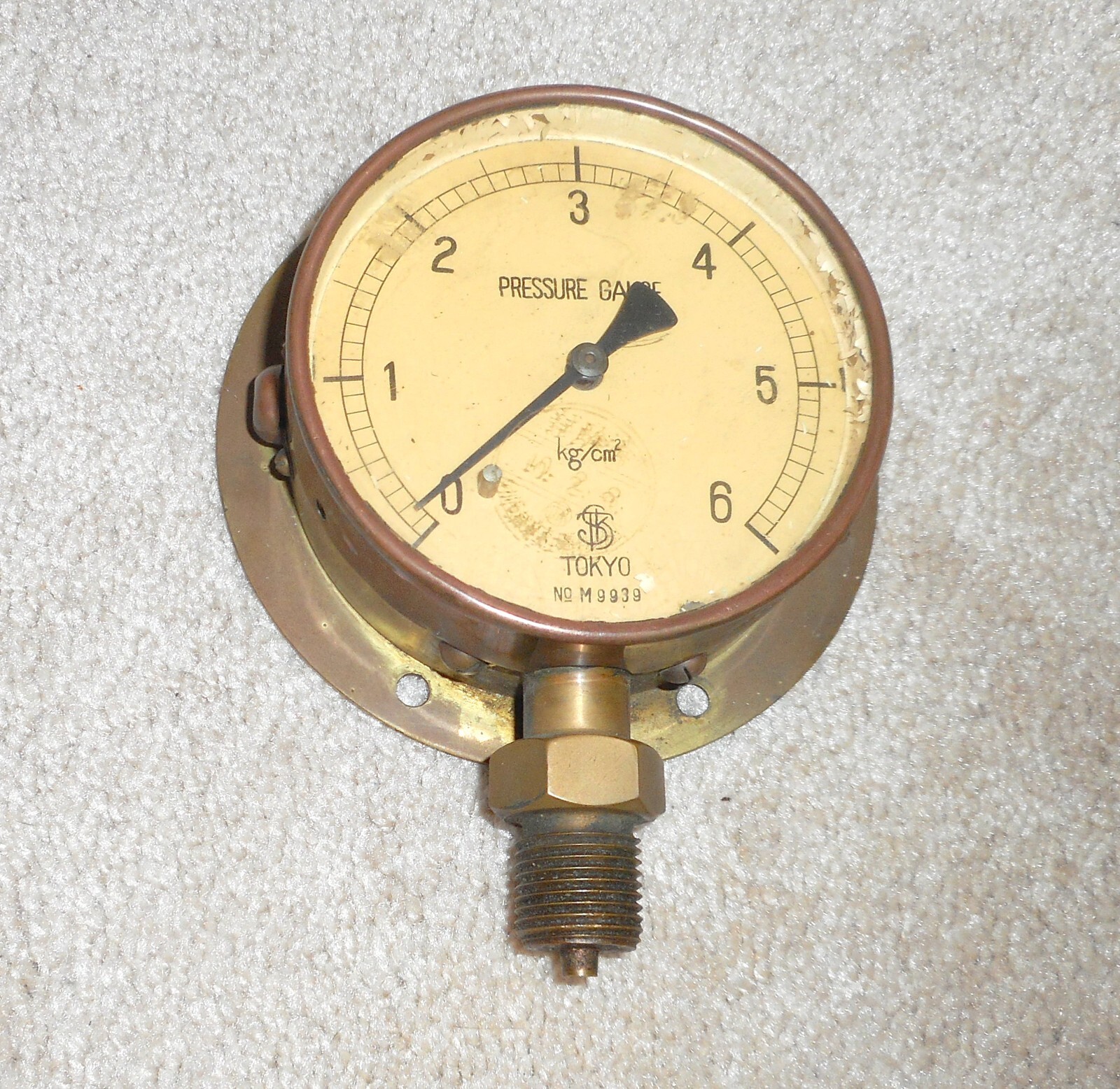Great Vintage Brass Tokyo Japan Industrial Pressure Gauge Gage Factory