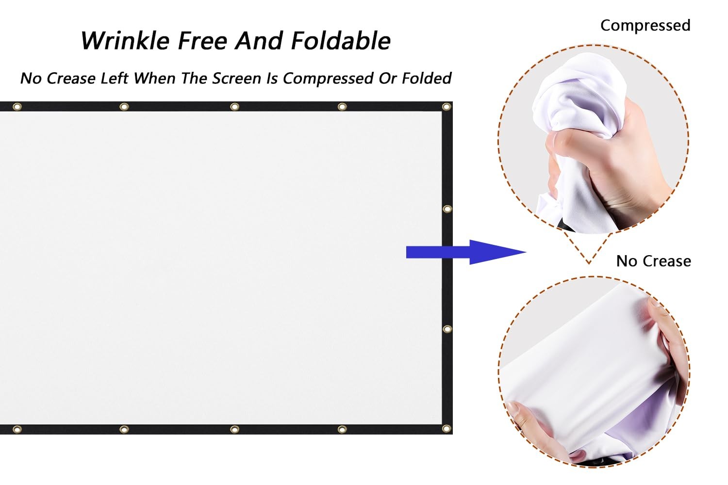 Mdbebbron 120 inch Projector Screen 16:9 Foldable 120 inches, Black