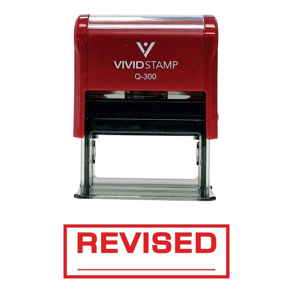 Revised Self-Inking Office Rubber Stamp Red - L