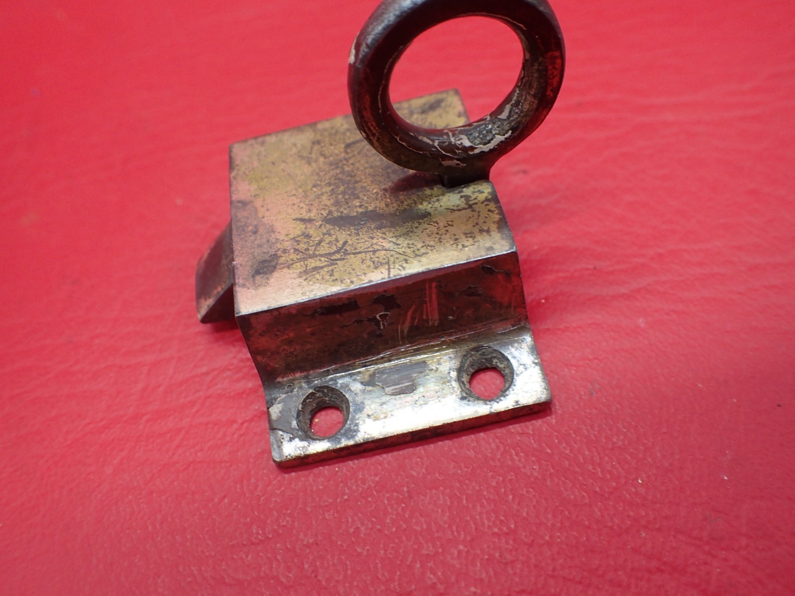 2 Antique Cabinet Cupboard Loop Slide Latch Latches Steel Brass Plate Hardware