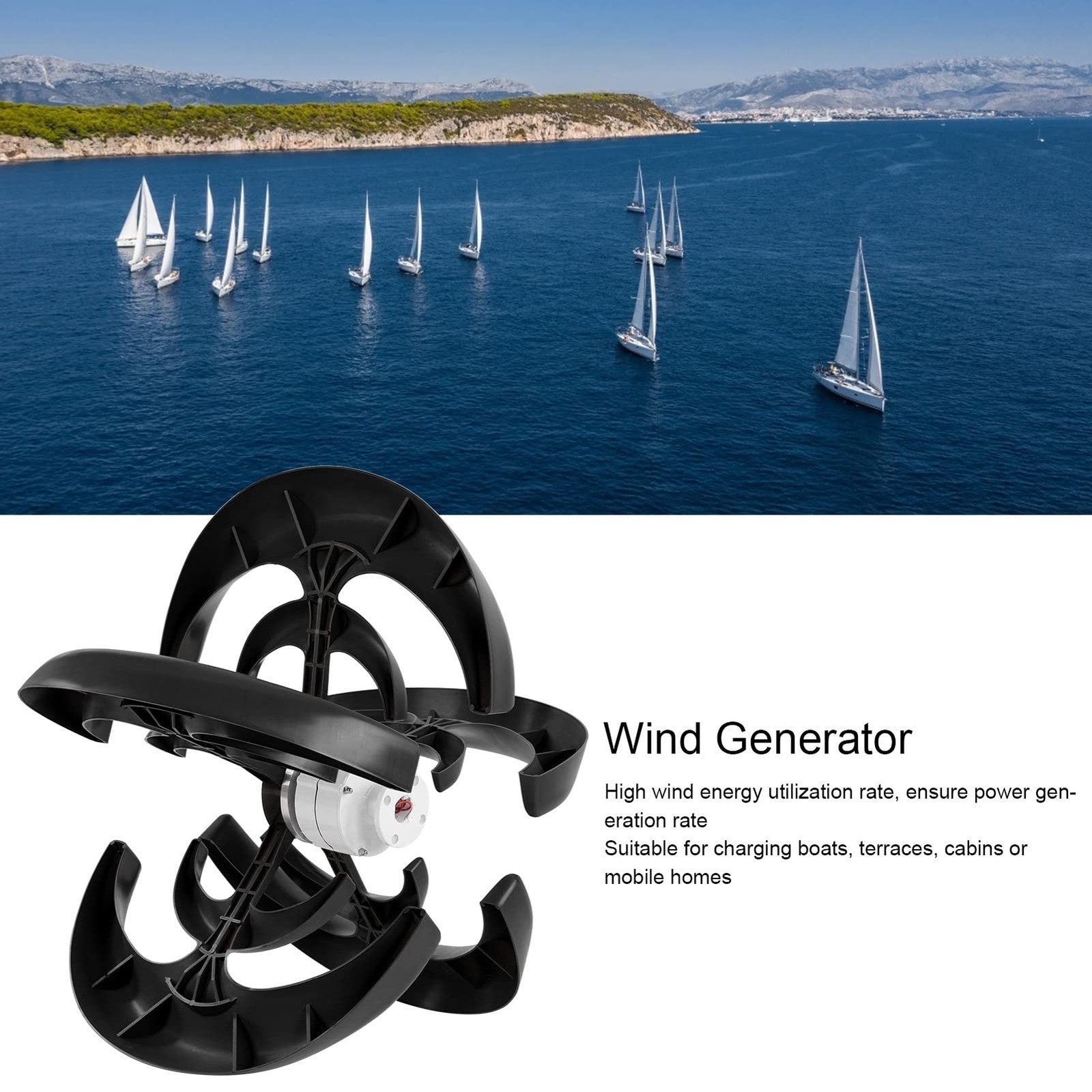 1200W Wind Turbine Generator, 12V Wind Vertical Axis Generator Kit