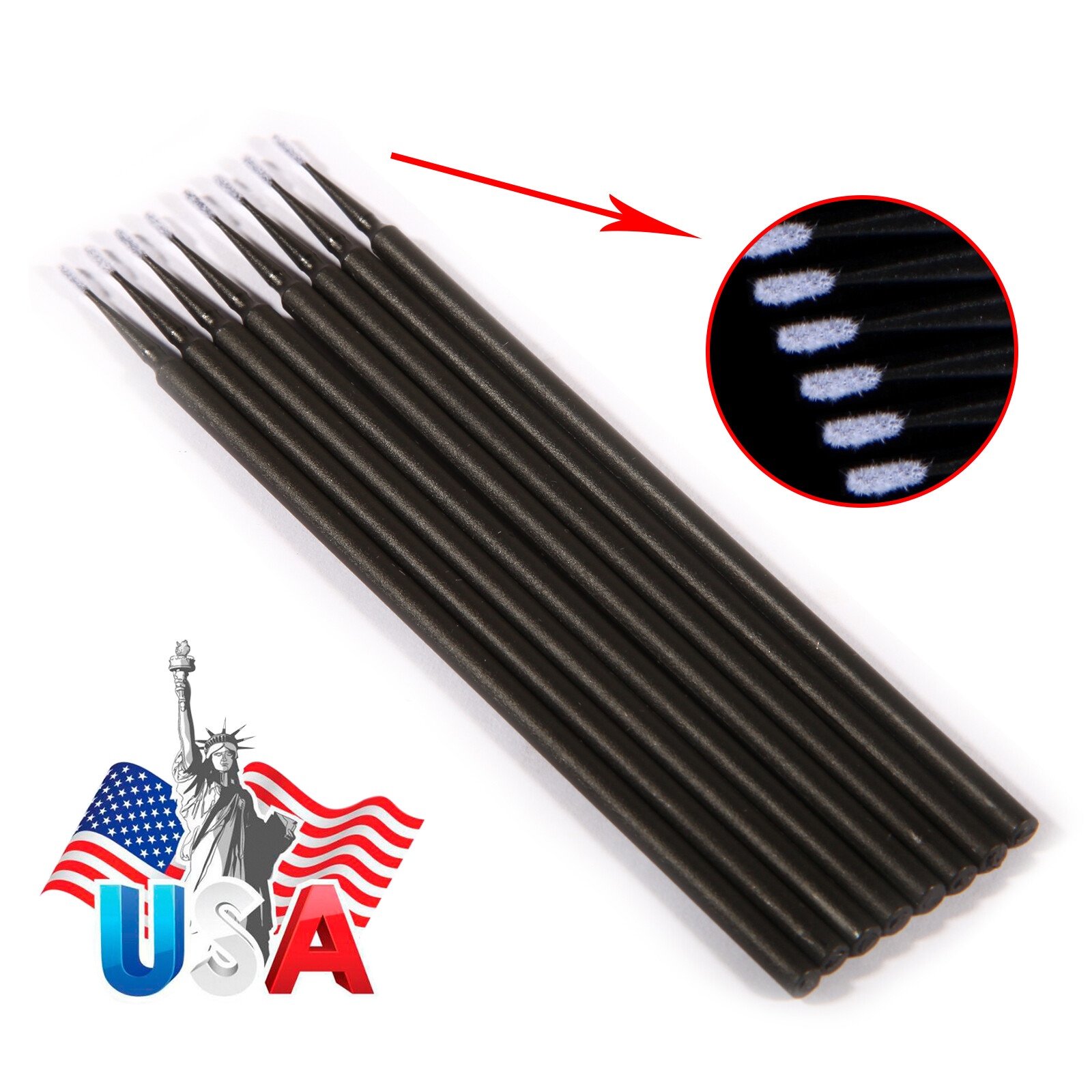Dental Micro Applicator Brush Disposable Makeup Eyelash Brushes Black 1.2mm