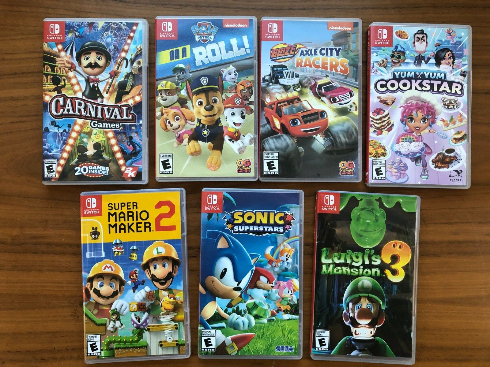 Lot of 7 Authentic OEM Empty Nintendo Switch game cases only - NO GAMES INCLUDED