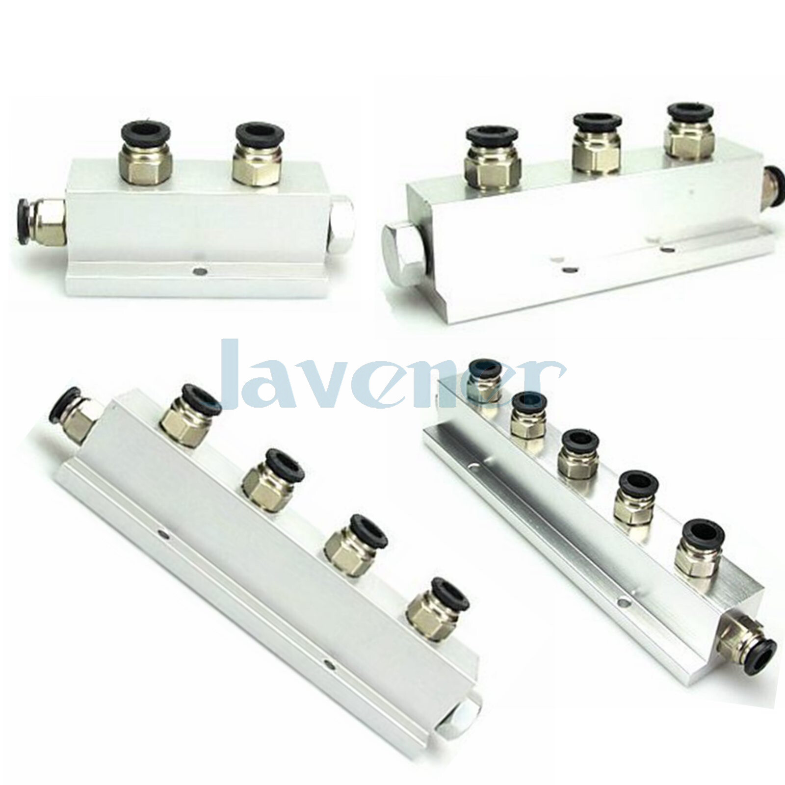 Pushfit 8mm 2-5 Ways Aluminum T-Shape Air Distributor Manifold Block Splitter