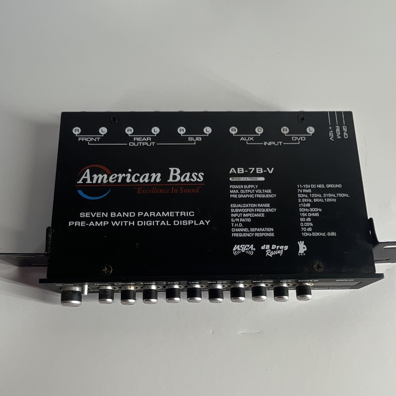 American Bass AB-7B-V 7-Band Pre-Amp EQ w/ Digital Display