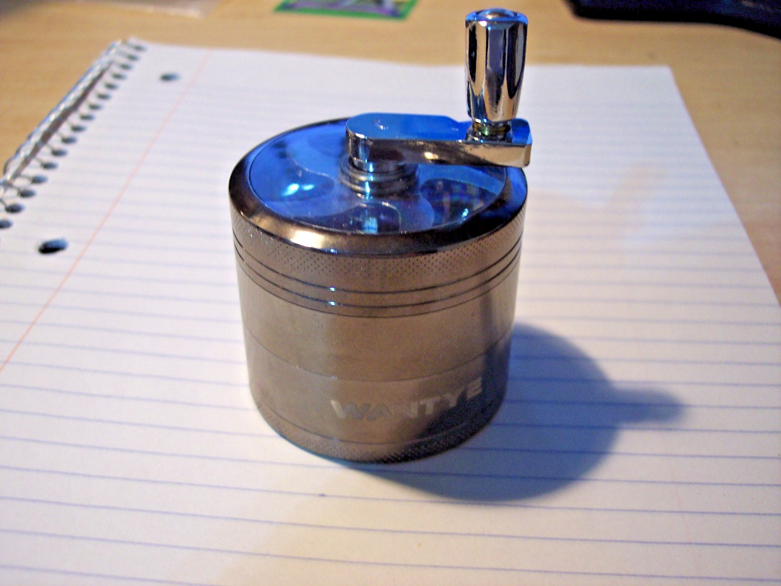Wantye HAND Cranked 4 Piece Grinder SILVER Tobacco SMOKE Crusher METAL