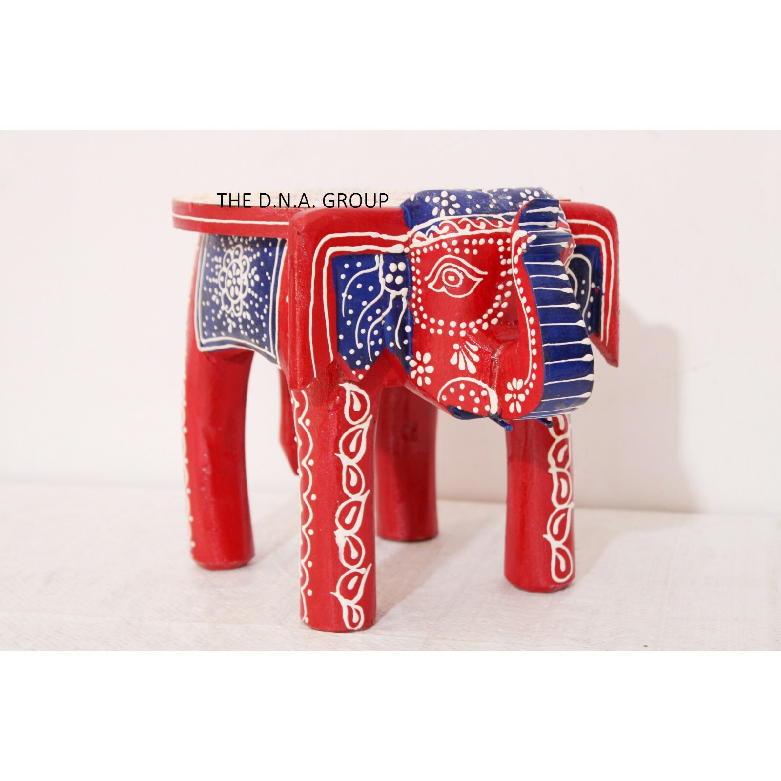 Wooden Hand painted Small Elephant Stool Traditional Decorative Home Mini Stool