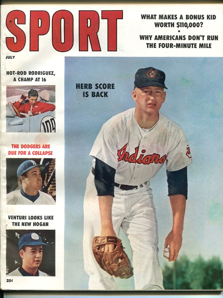 July 1958 Sport Magazine Herb Score Cleveland No Label NMT 79673