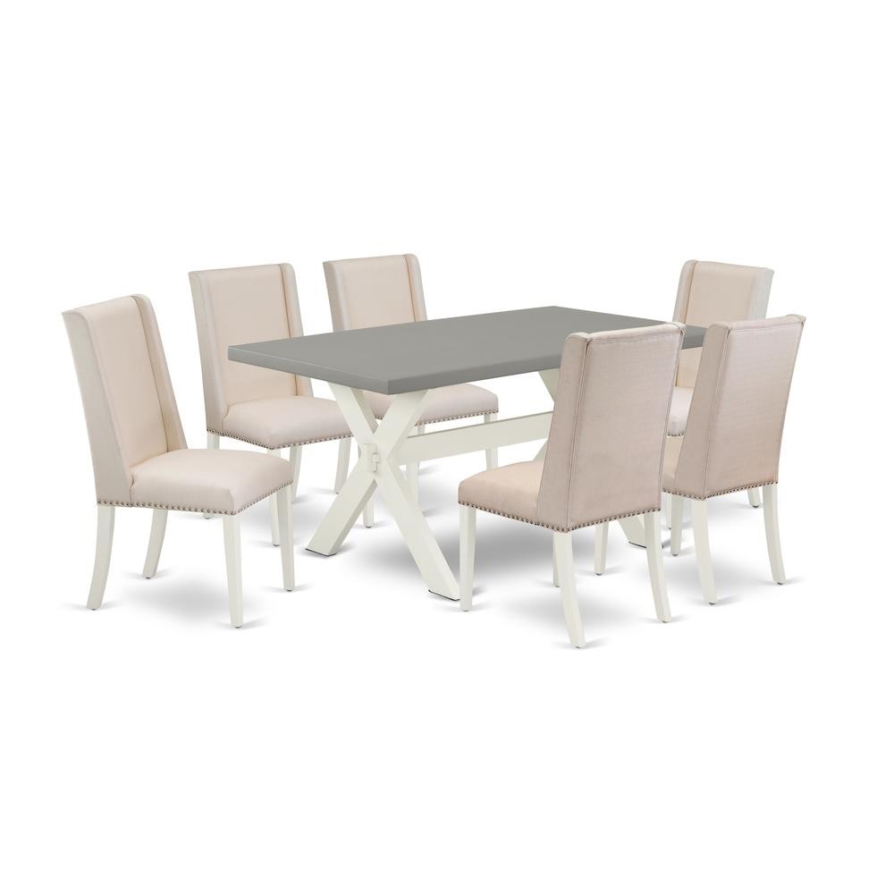 East West Furniture X096FL201-7 7-Piece Awesome Rectangular Table Set a...