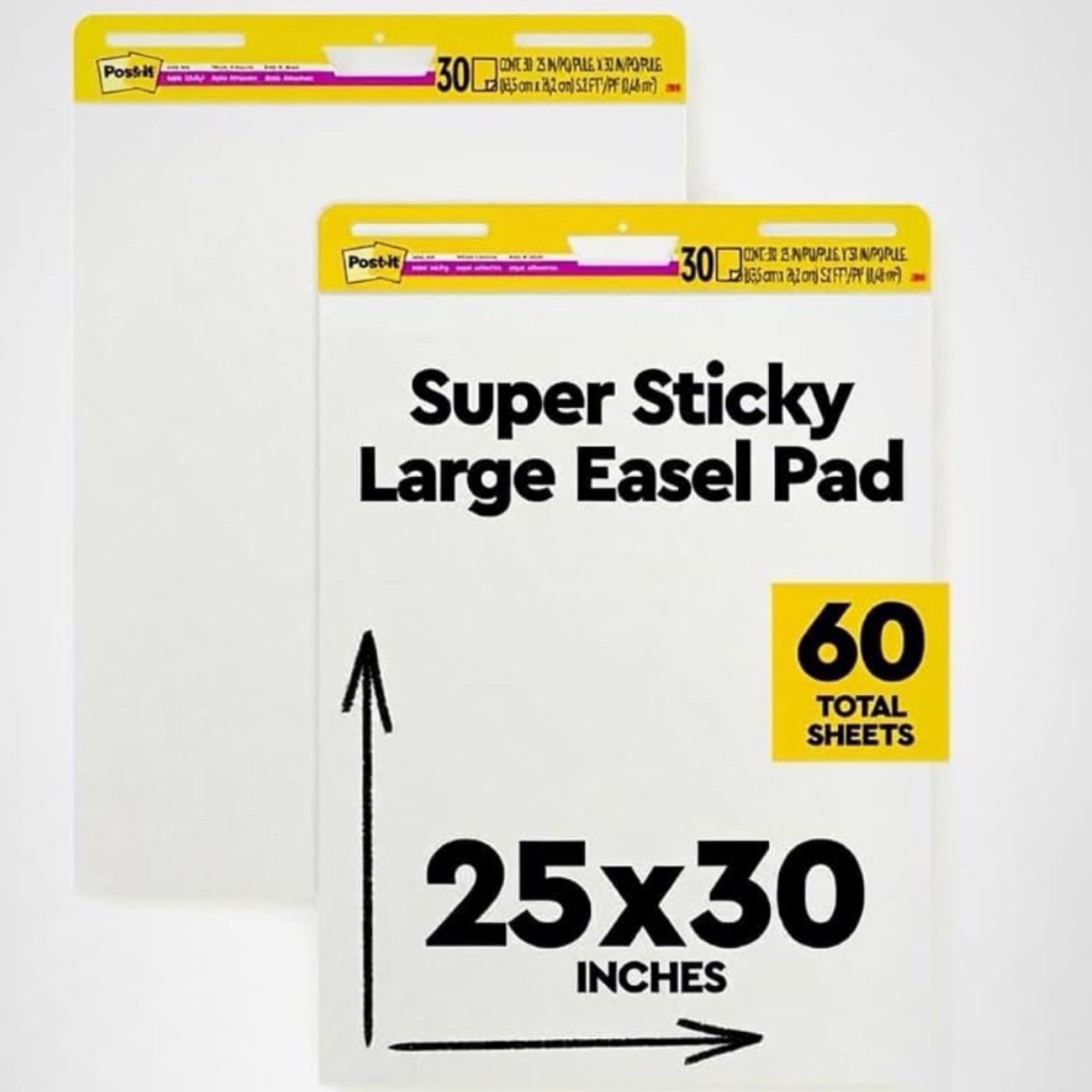 New 2 Pads Post-it Super Sticky Easel Pad 25 in. x 30 in. White 30 Sheets/Pad