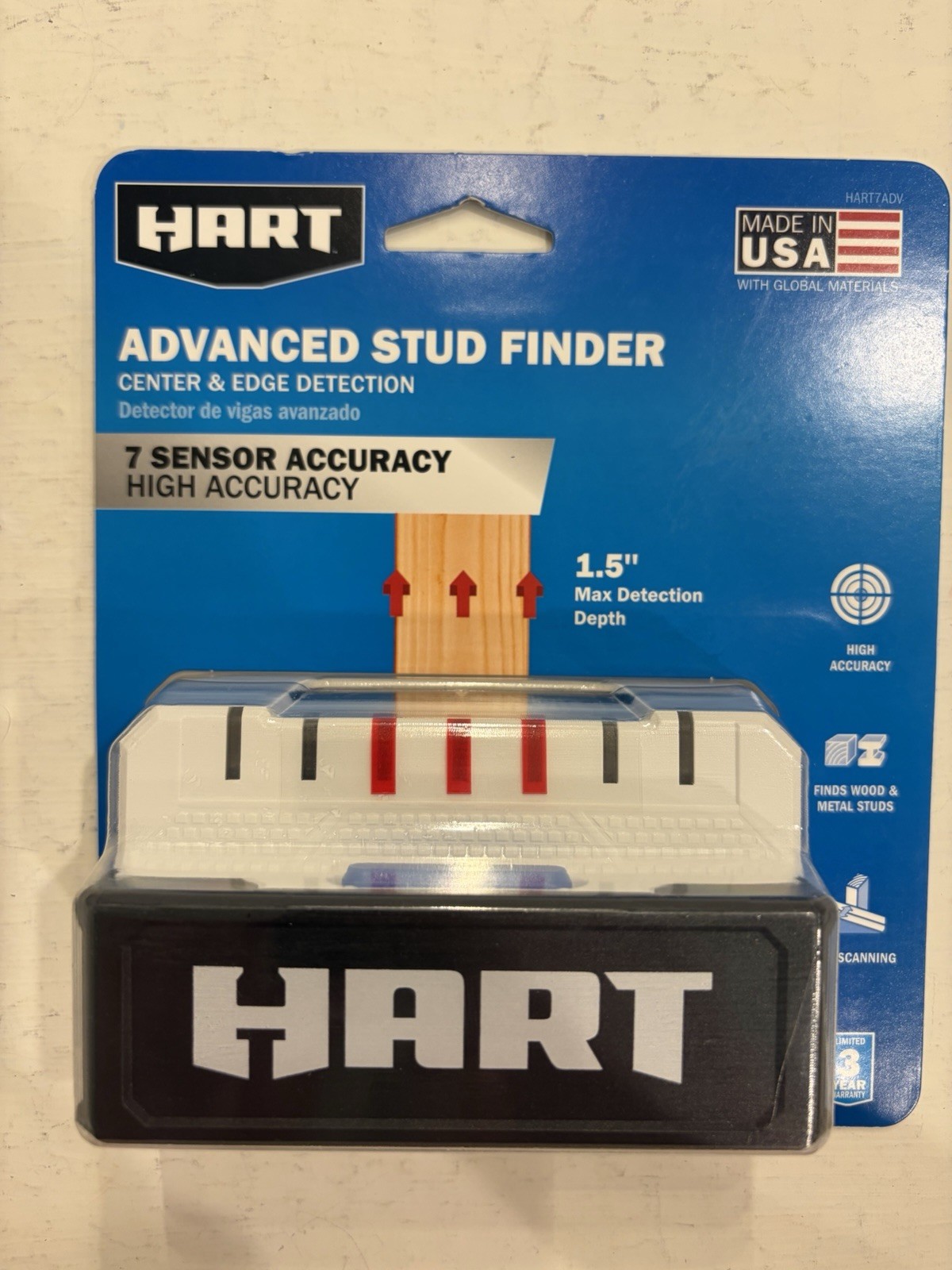 HART Advanced Whole Stud Finder With 7-Sensors AAA Battery Powered Not Included