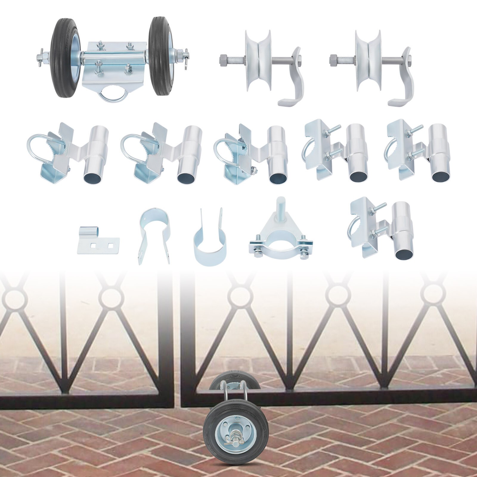 272kg/600 lbs Rolling Gate Hardware Heavy Duty Sliding Gate Rollers Wheels Kit