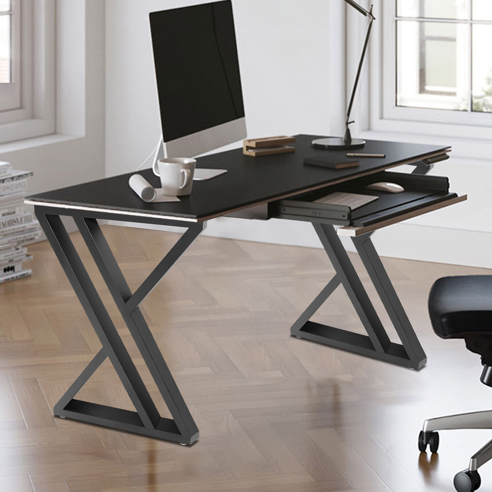 2PCS Modern Iron Table Legs X-Shaped Desk Legs Metal Furniture Dining Table Legs