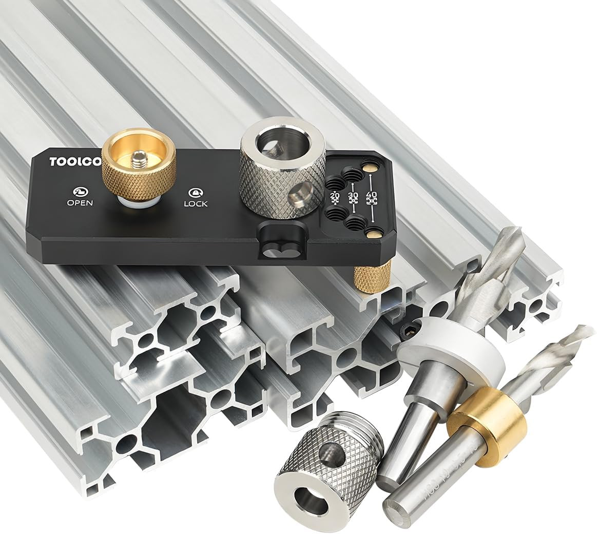 TOOLCOOL Aluminum Profile Drill Guide Access Hole Drill Jig with M6 and M8 Step