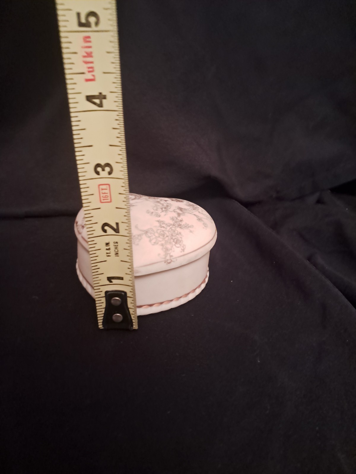 Porcelain Heart Shaped Trinket Box Cherub