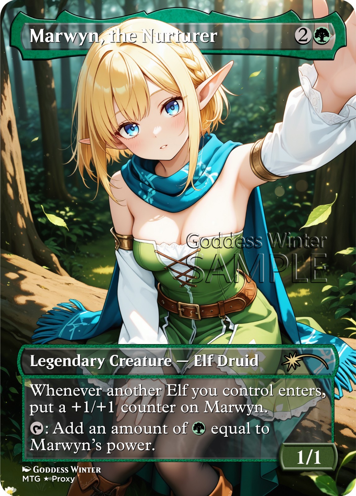 MTG - Marwyn, the Nurturer - Fanart Borderless Style - EDH / Playtest