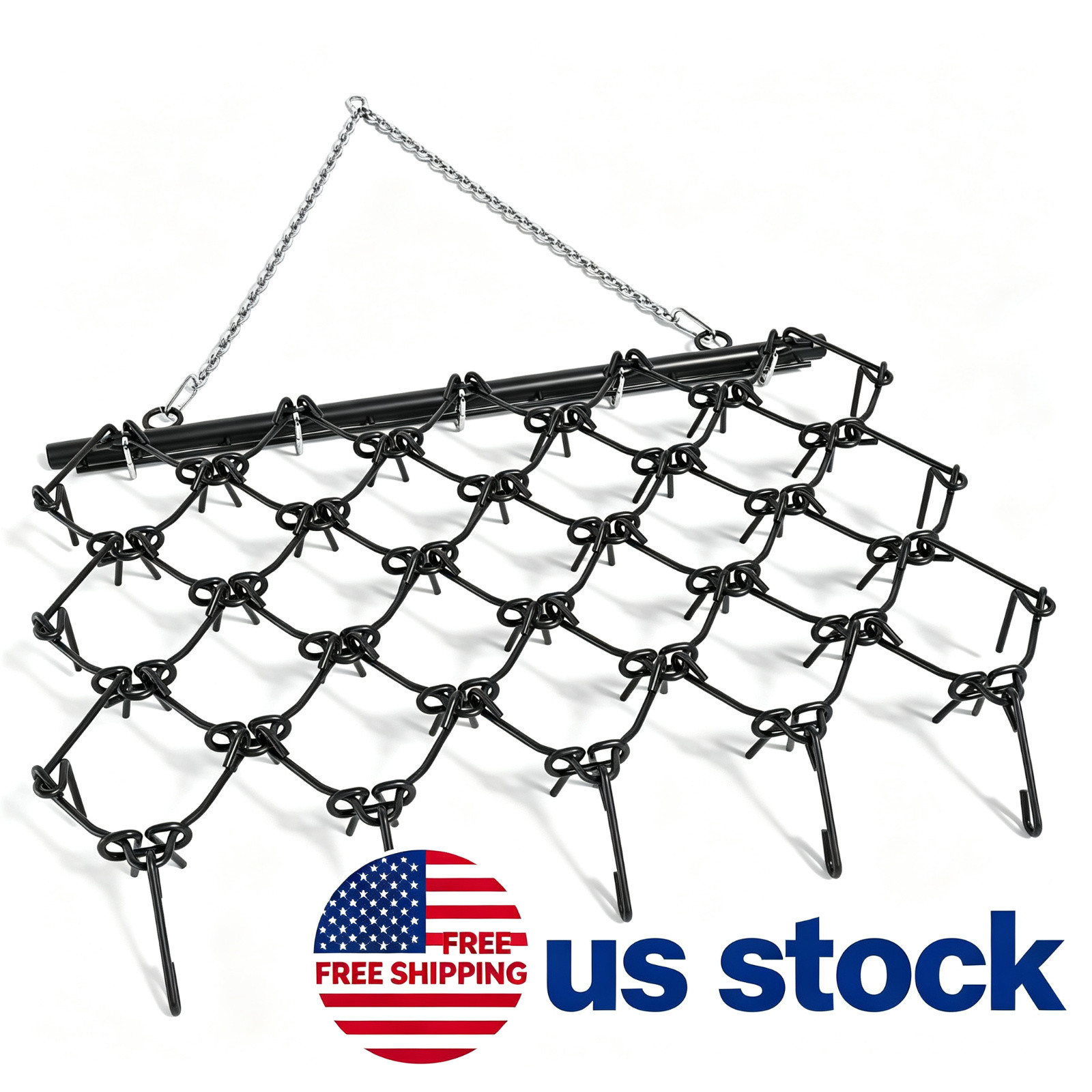 Heavy-Duty Tow-Behind Chain Drag Harrow Steel Mesh Mat 5 * 4.5 feet ,3/8 inch