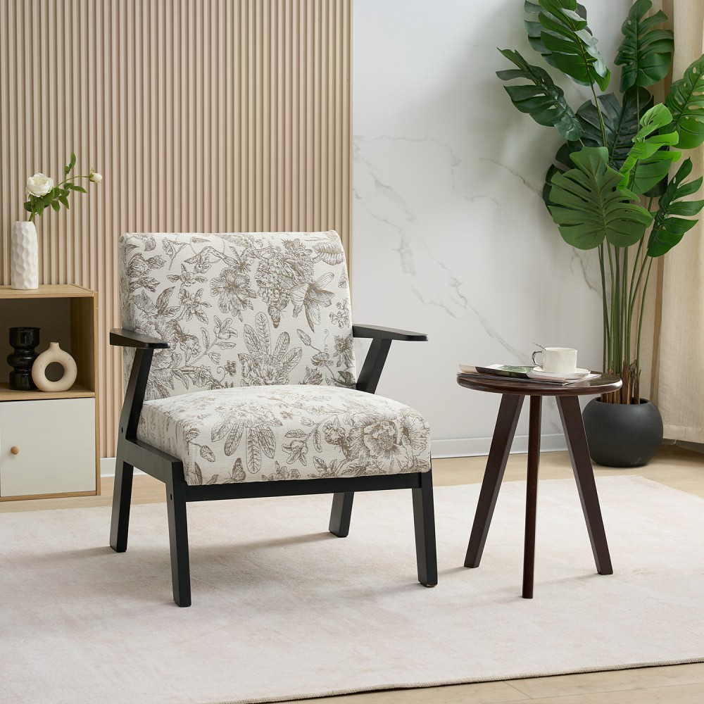 Mid-Century Modern Lounge Armchair w/ Seat Cushion for Living Room & Study