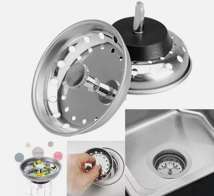 2 Pack Stainless Steel Sink Drain Stopper & Basket Strainer Waste Plug