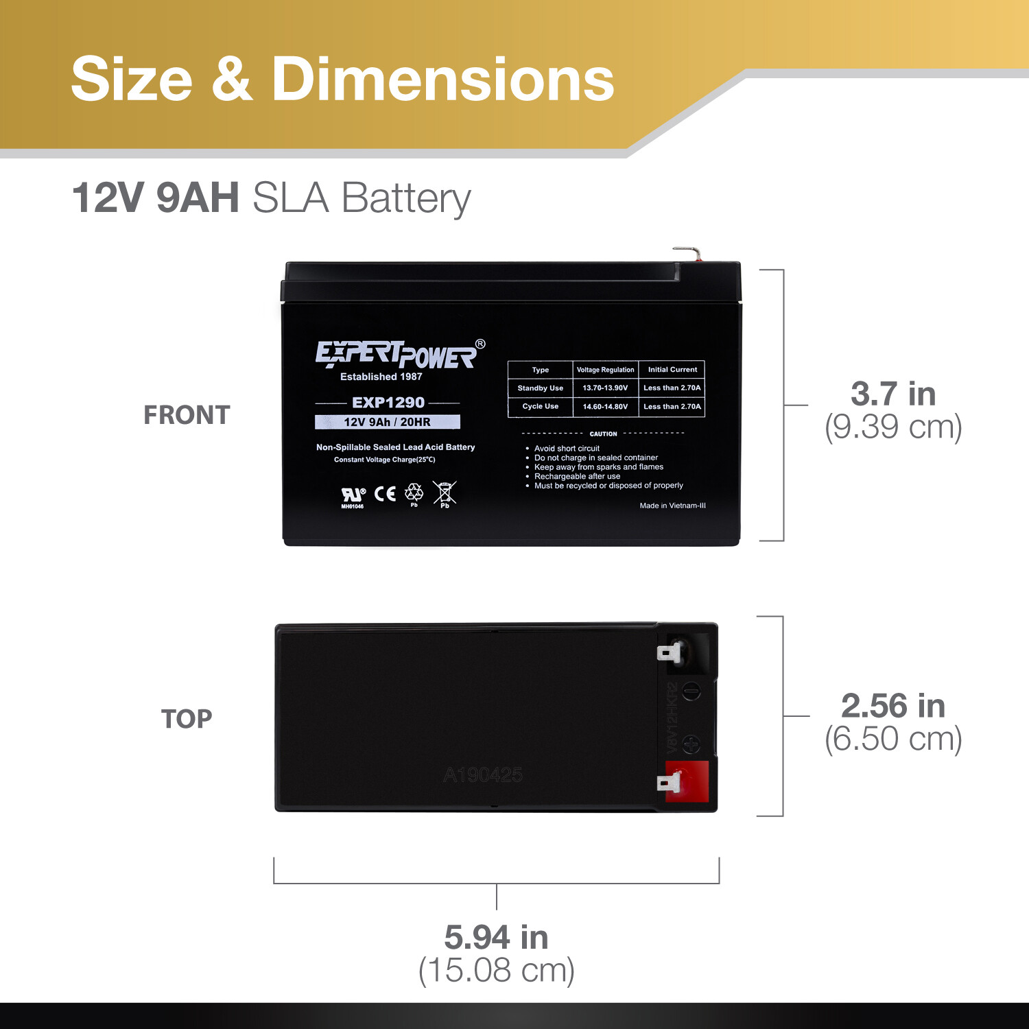 ExpertPower 2 Pack - 12V 9Ah SLA Battery for RAZOR Scooter E200 E225 E300 E325