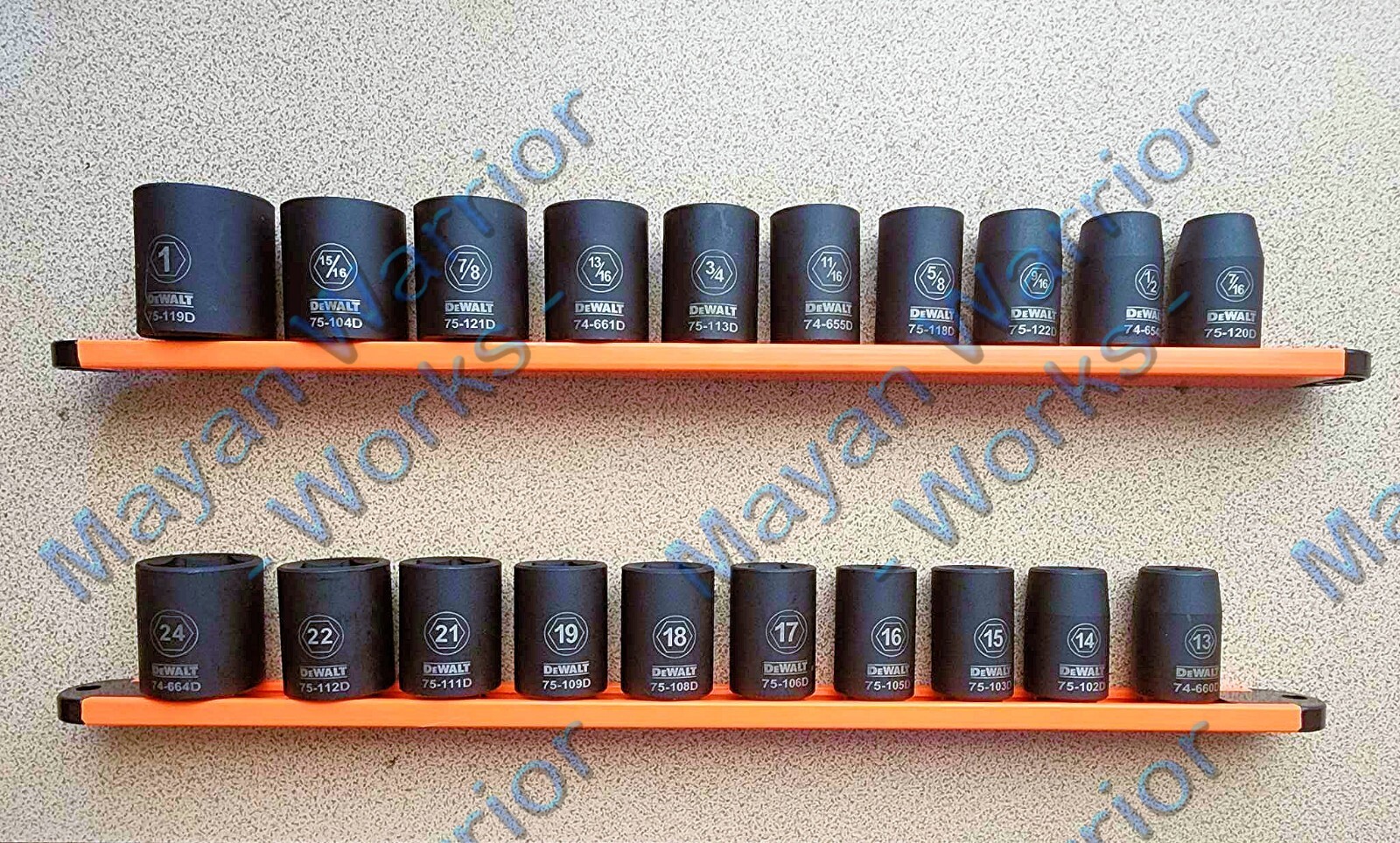 DEWALT Black 20 PC 1/2 Drive Impact Tools Socket Set with socket rail holder