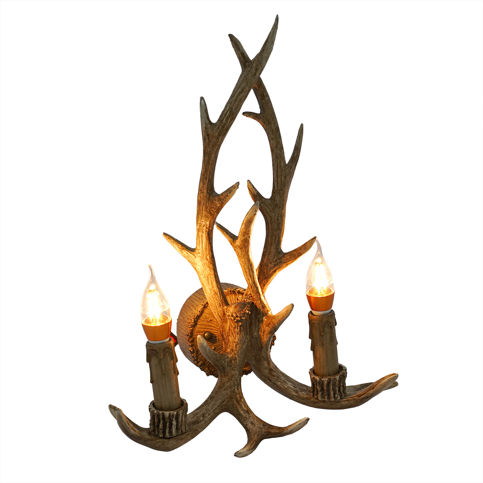 Resin Antler Wall Light Fixture Vintage Retro Deer Horn Sconce Lamp Home Decor