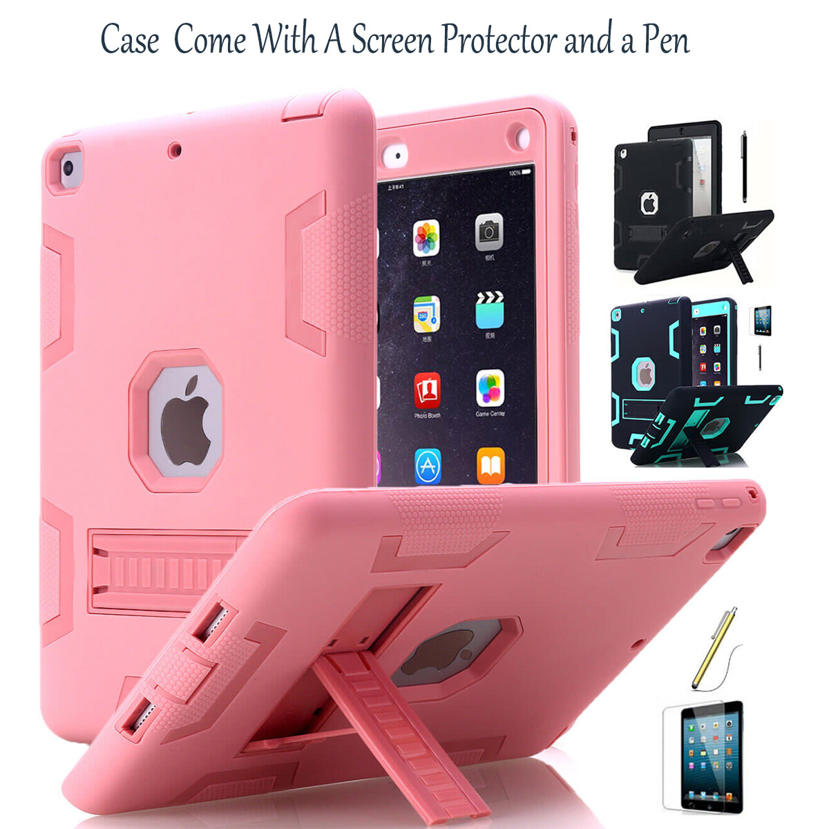 Case For iPad 5th/6th Generation 2017/2018 Kickstand Heavy Duty Shockproof Cover
