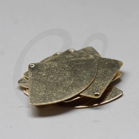 6 Pieces Raw Brass Fan Charm - 33x23mm (3794C)