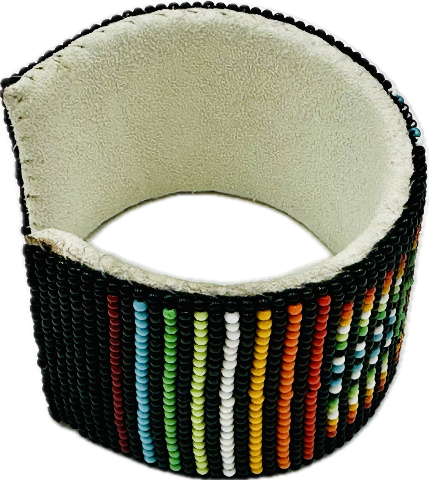 Handmade Black multicolor Flower Leather Cuff Bracelet