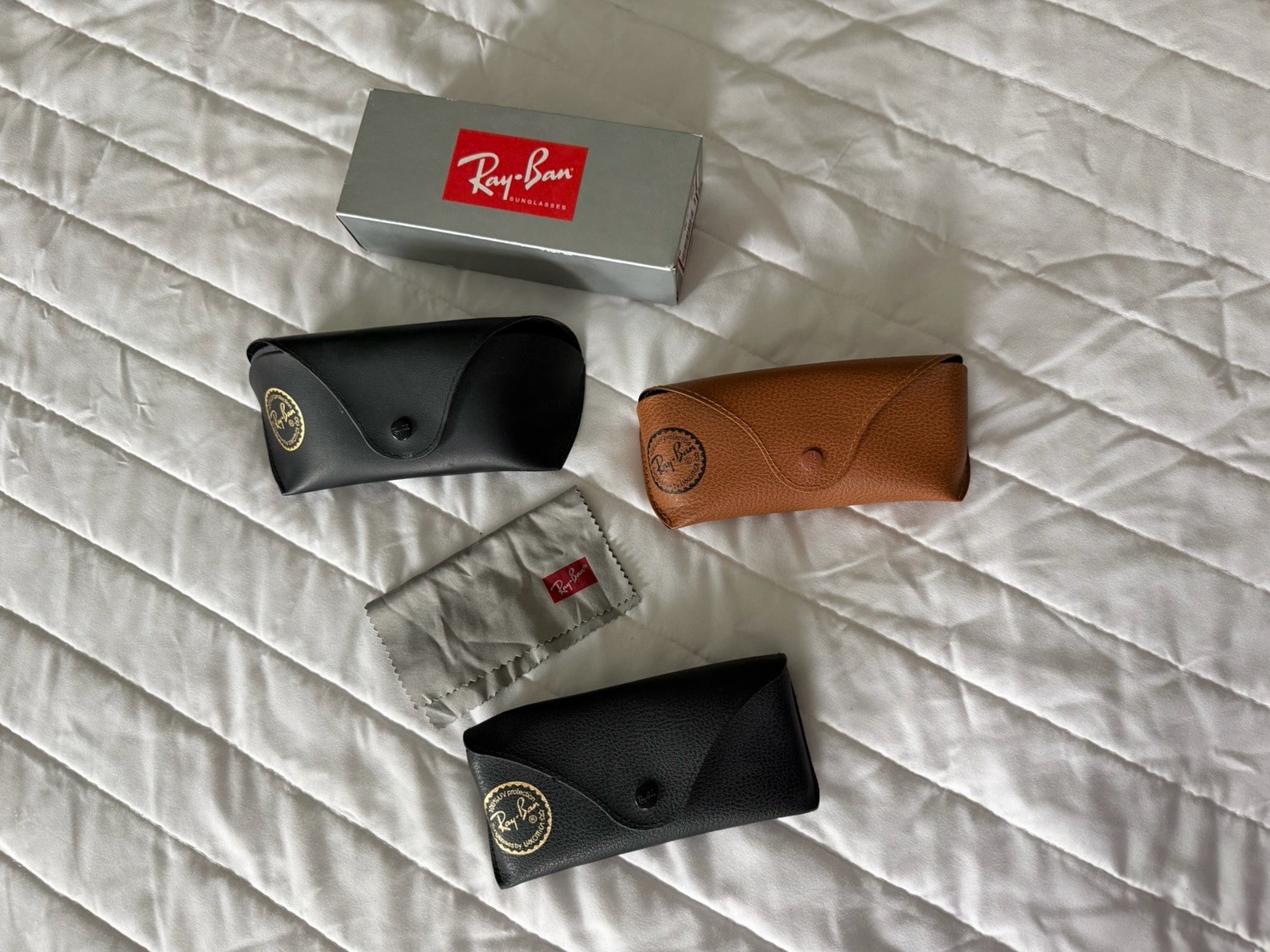 3 Ray-Ban Snap Portable Case Lot Black & Brown for Glasses/Sunglasses w/ Box