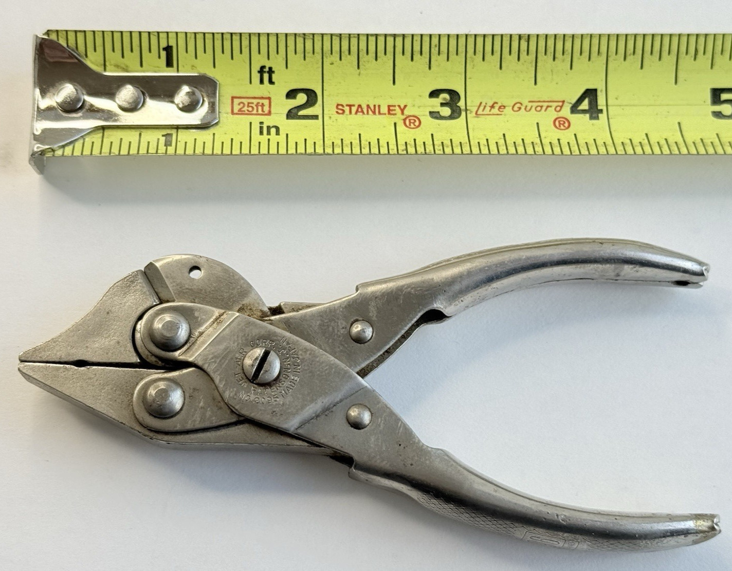 Vintage Jet-Aer Corp Paterson NJ No 2095 Parallel Pliers Made in Japan