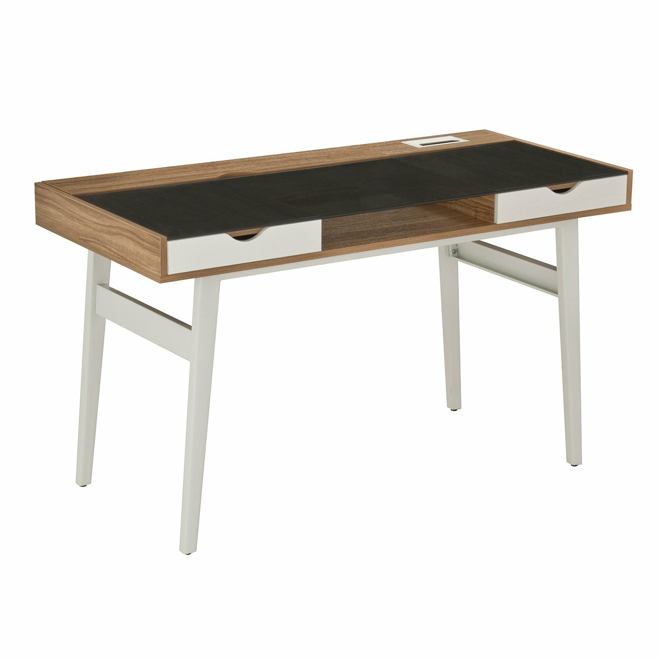 Techni Mobili Compact Computer Desk Workstation with Multi-compartment Storages