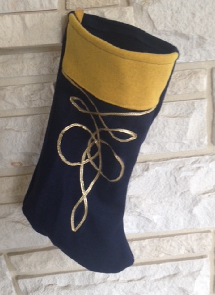 Union Cavalry Christmas Stocking,Navy Blue/Yellow