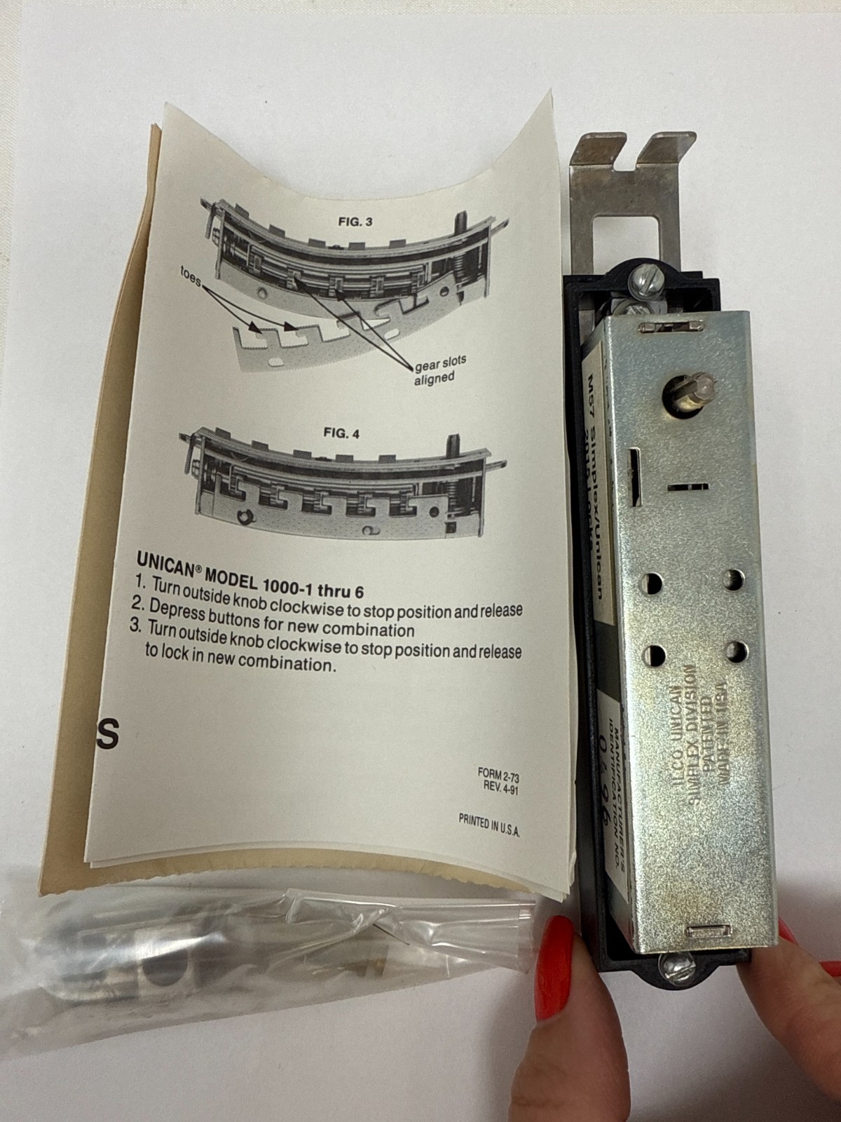 Simplex Access Controls 97824-26D-41 Satin Chrome -Cabinet Lock NOS