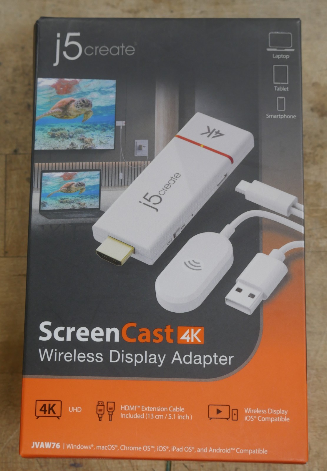 j5create ScreenCast 4K Wireless Display Adapter - White JVAW76 New