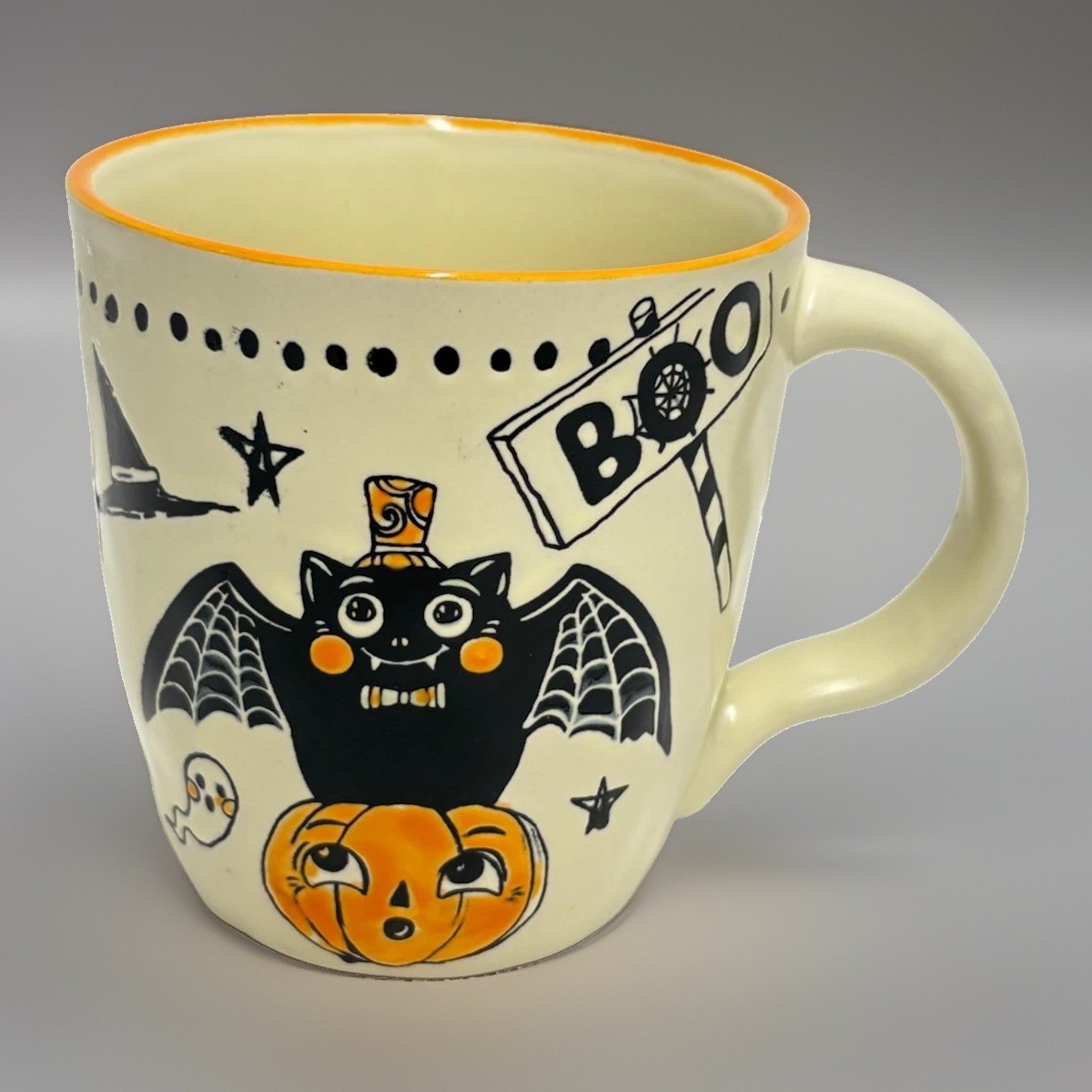 Eli+Ana Halloween Creep Show BLACK BAT 'BOO' Coffee Mug 18 oz Vintage Style NEW!