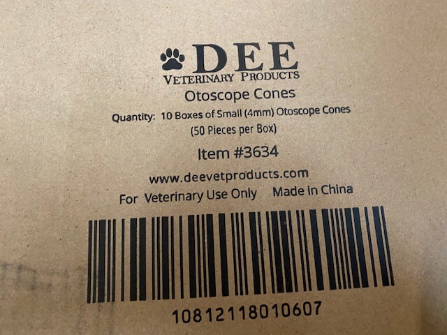 (Case of 500) Otoscope Specula Disposable 4mm B50 By Dee Veterinary #3634